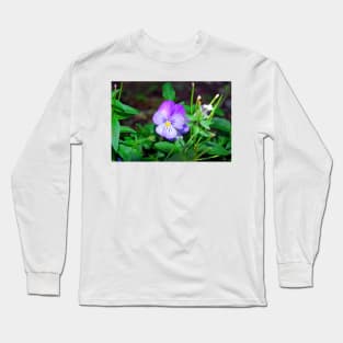 Purple Pansy amongst Greens Long Sleeve T-Shirt